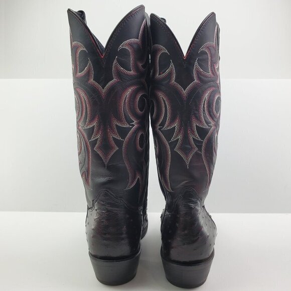Nocona Boots Black Cherry Full Quill Ostrich Cowboy Barely Worn in Box Men 9.5 D